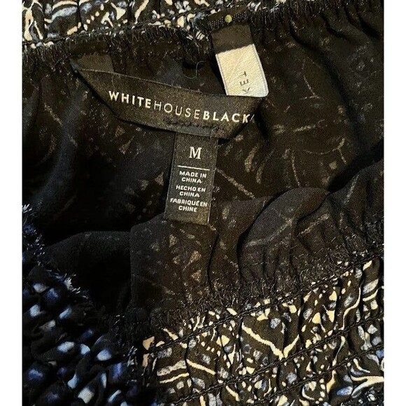 White House Black Market Top M Blue Paisley Off Shoulder Bell Sleeves Bohochic - Picture 2 of 7